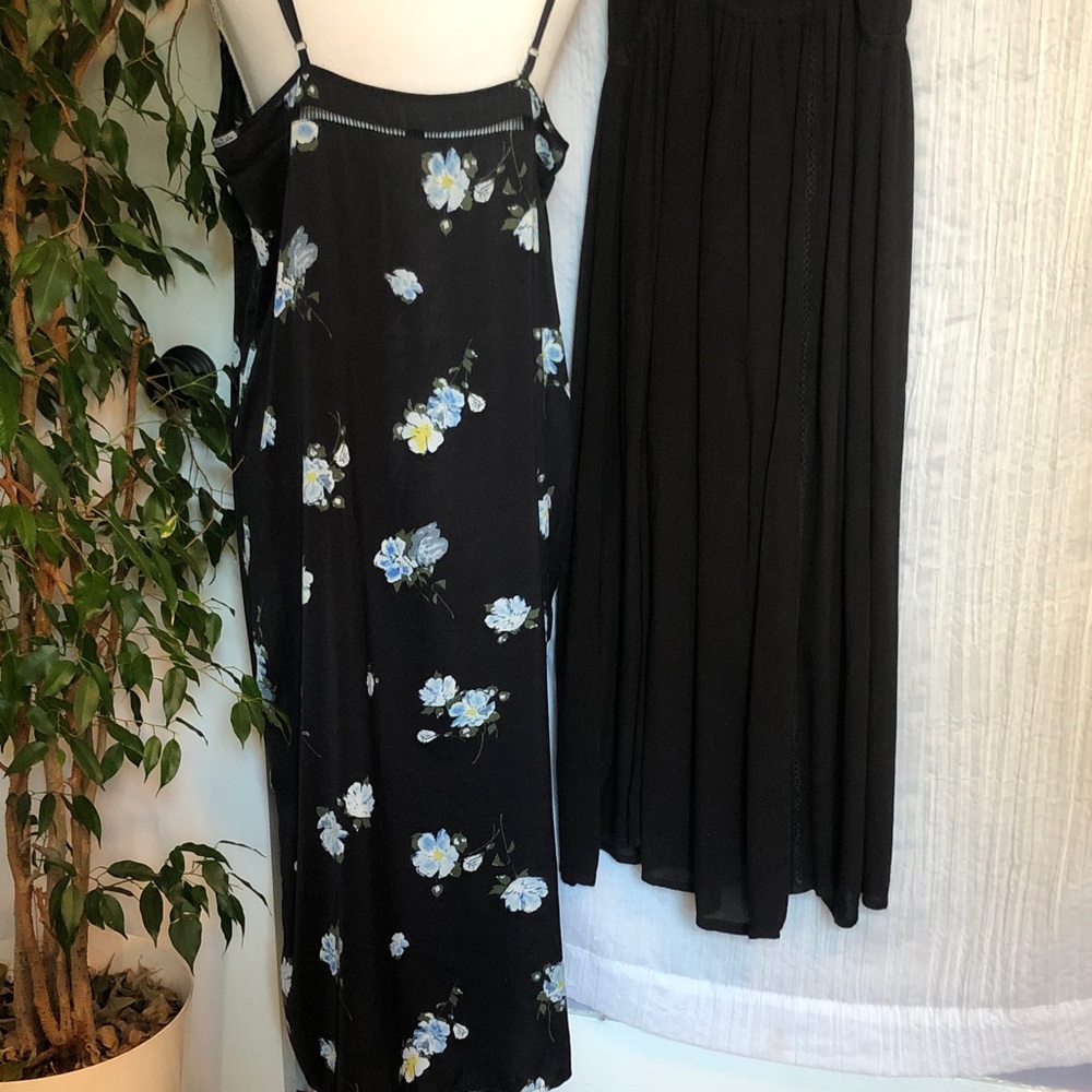 MOSSIMO & YOUNG USA size L black crinkle & floral maxi sun summer dresses - Picture 11 of 15